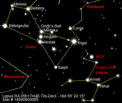 Star Map of Lepus Region